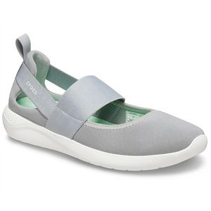 NWT CROCS LiteRide Grey/White Mary Jane Slip On Confort Shoes Size 11.